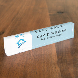 Modern Minimalist Real Estate agent Desk Name Plate