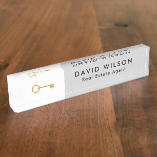 Modern Minimalist Real Estate agent Desk Name Plate