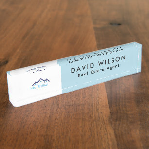 Modern Minimalist Real Estate agent Desk Name Plate