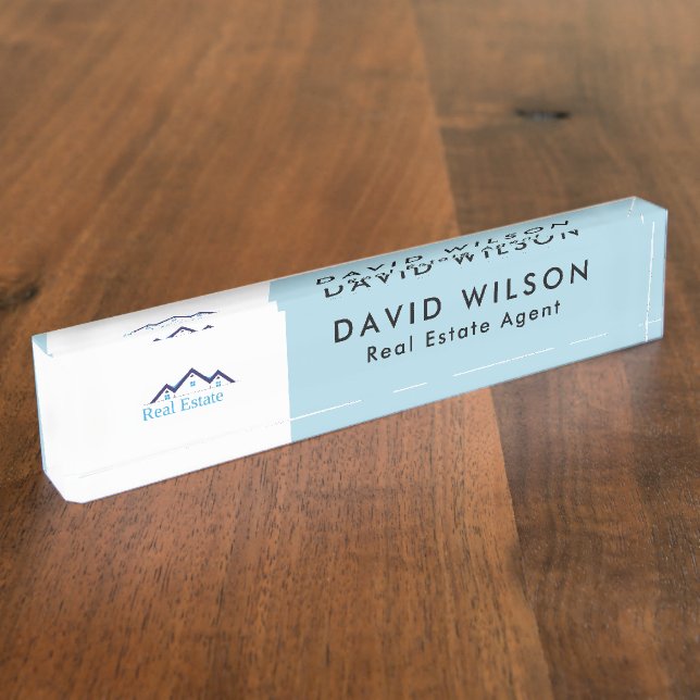 Modern Minimalist Real Estate agent Desk Name Plate (Side)
