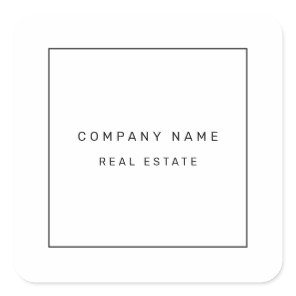 Modern Minimalist Real Estate Black and White Square Sticker