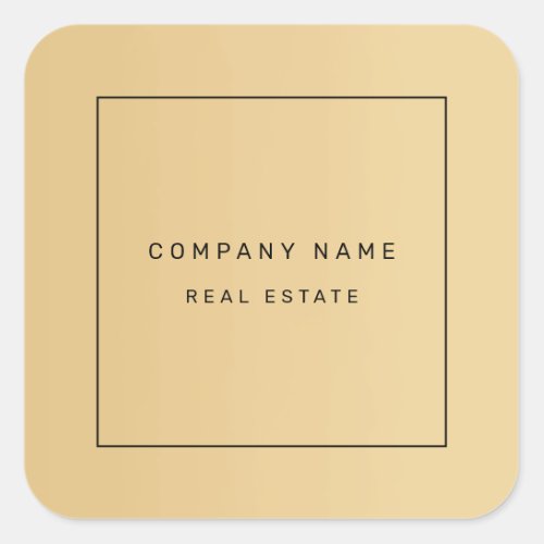 Modern Minimalist Real Estate Golden Square Sticker