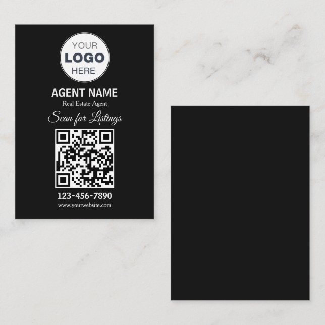 Modern Minimalist Real Estate Listing Scan Business Card (Front/Back)