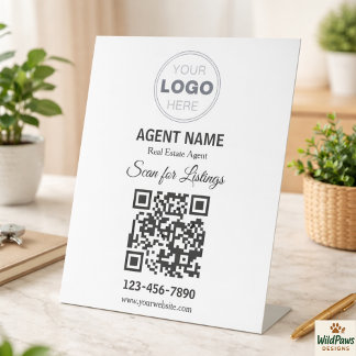 Modern Minimalist Real Estate Listing Scan Pedestal Sign