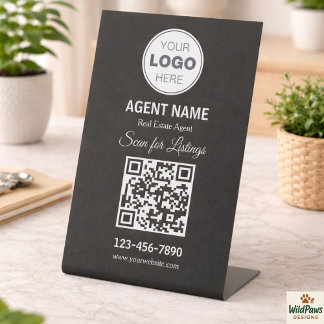 Modern Minimalist Real Estate Listing Scan Pedestal Sign
