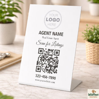Modern Minimalist Real Estate Listing Scan Pedestal Sign