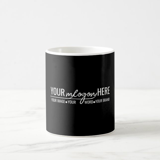 Modern Minimalist Rectangular Black Logo Coffee Mug (Center)