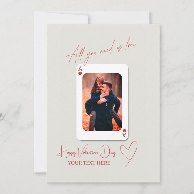 Modern Minimalist  Red All You Need Is Love Holiday Card (Front)
