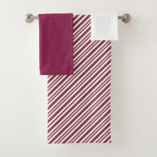 Modern Minimalist Red and White Stripes Bath Towel Set