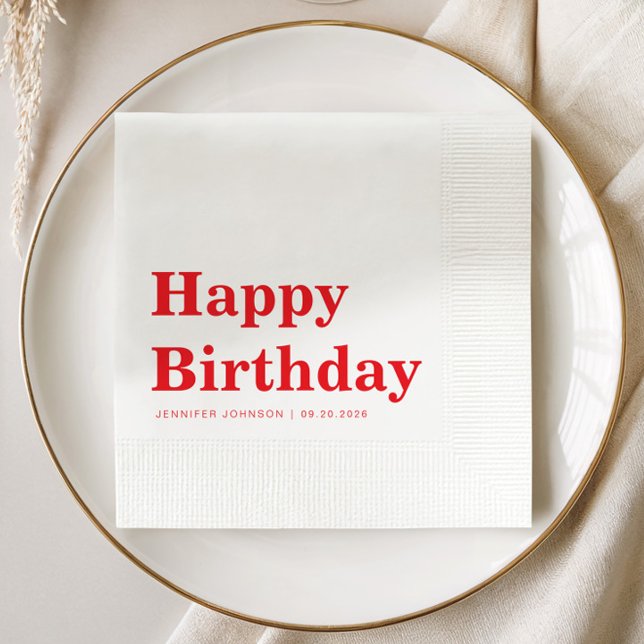 Modern Minimalist Red Birthday Napkins (Modern Minimalist Red Birthday Napkins)