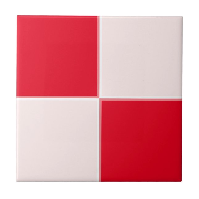Modern Minimalist Red Blush Pink White Geometric Ceramic Tile (Front)