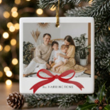 Modern Minimalist Red Bow Photo Holiday