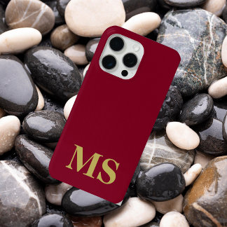 Modern Minimalist Red Custom Initial Monogram iPhone 15 Pro Max Case