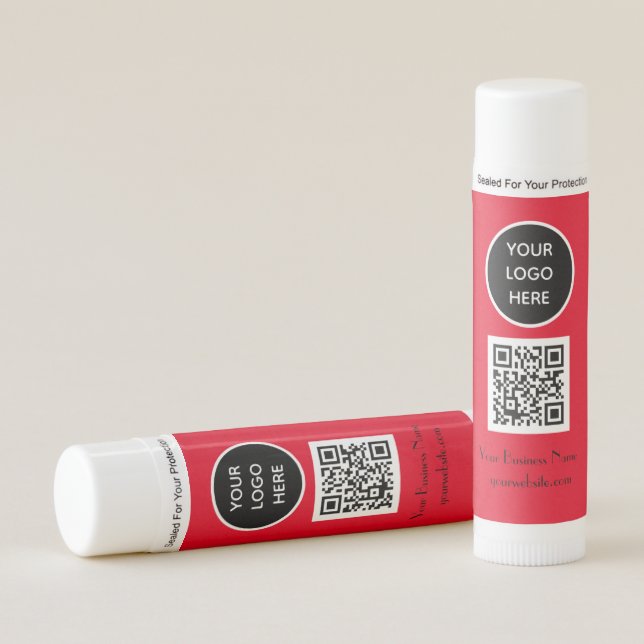 Modern Minimalist Red Custom logo QR Code Lip Balm (Front)