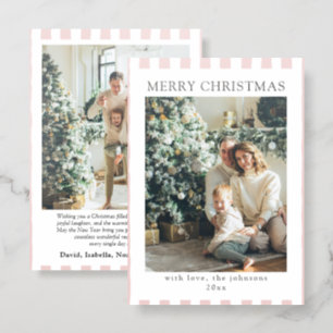 Modern Minimalist Red Family Christmas Holiday Letterpress Photo Cards