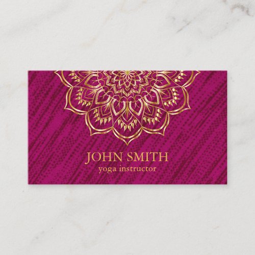 Modern Minimalist Red Gold Lotus Yoga Instructor B Business Card