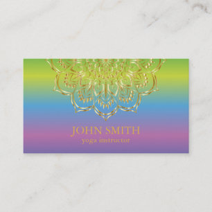 Modern Minimalist Red Gold Lotus Yoga Instructor B Business Card