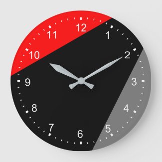 Modern Minimalist Red Gray Black Large Clock