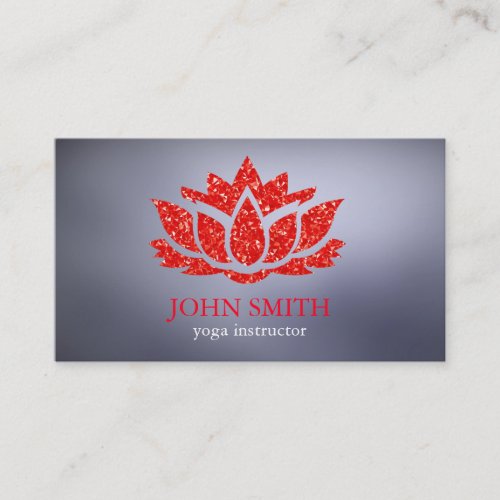 Modern Minimalist Red Lotus Yoga Instructor Business Card
