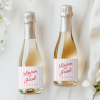 Modern Minimalist Red Pink Stripes Wedding Mini