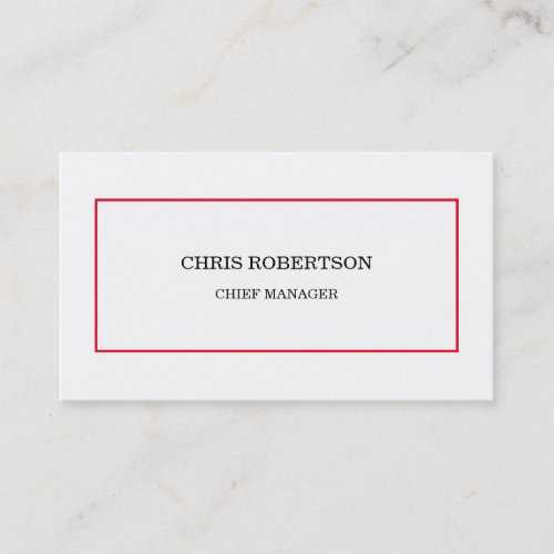 Modern Minimalist Red White Business Card