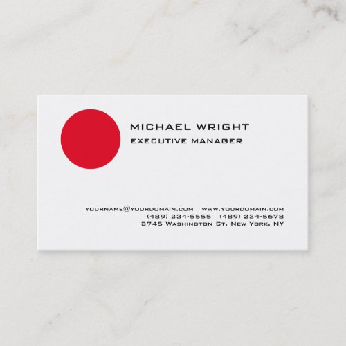 Modern Minimalist Red White Professional Business Card