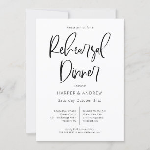 Modern Minimalist Rehearsal Dinner Invitation