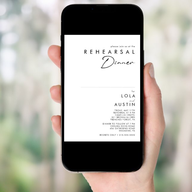 Modern Minimalist Rehearsal Dinner Invitation (Front Digital)