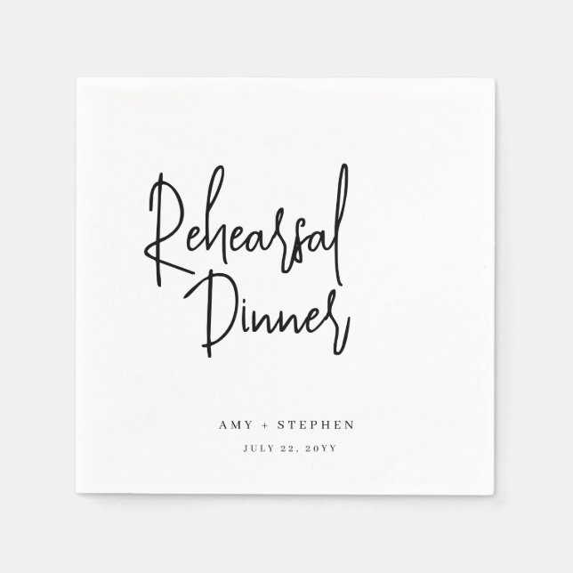 Modern Minimalist Rehearsal Dinner Napkins (Front)