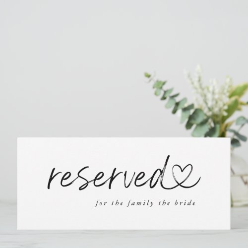 Modern Minimalist Reserved Wedding Sign