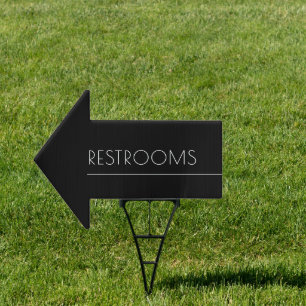 Modern Minimalist Restrooms Directional Sign