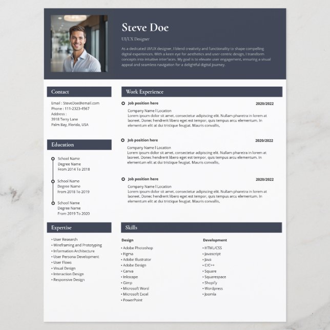 Modern Minimalist Resume Template (Front)