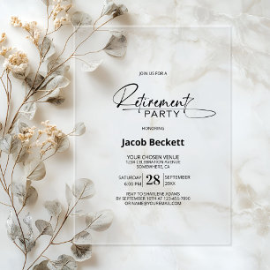 Modern Minimalist Retirement Party Acrylic Invitations