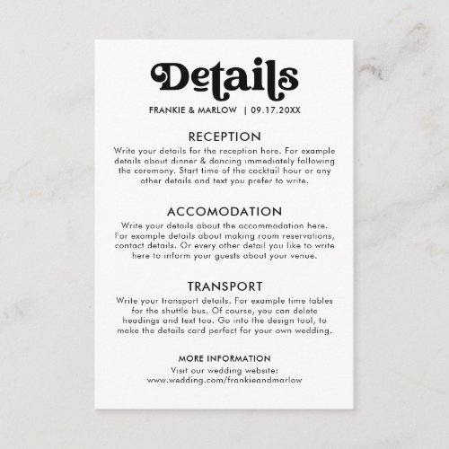 Modern Minimalist Retro Casual Details Enclosure Card