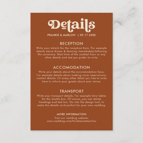 Modern Minimalist Retro Terracotta Details Enclosure Card