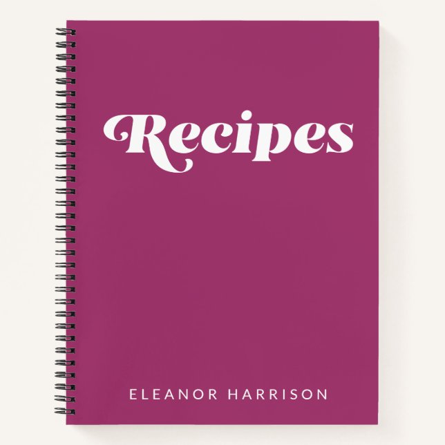 Modern Minimalist Retro Typography Orchid Recipe Notebook (Front)