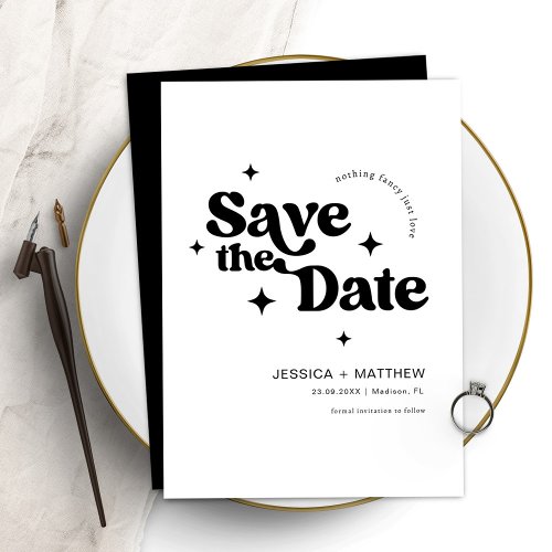 Modern Minimalist Retro Typography Save The Date