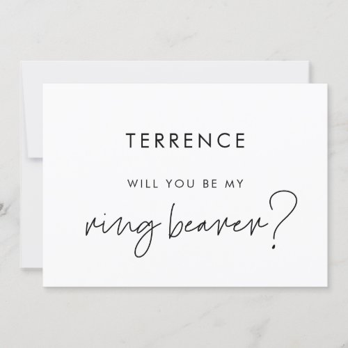 Modern Minimalist Ring Bearer proposal card