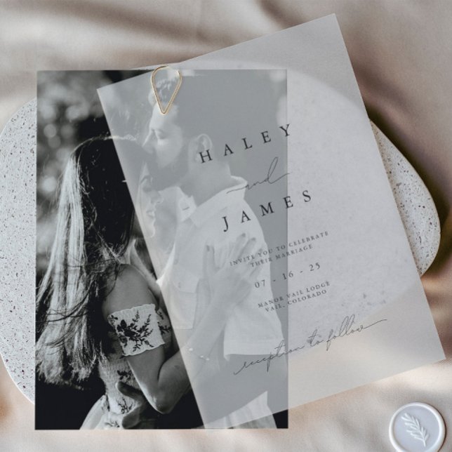 Modern Minimalist Romantic Ivory Wedding Vellum Invitations (Modern Minimalist Romantic Ivory Wedding Vellum Invitations)