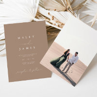Modern Minimalist Romantic Script Photo Wedding In