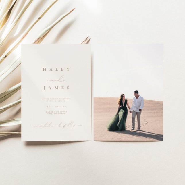 Modern Minimalist Romantic Script Photo Wedding In Invitation (Creator Uploaded)