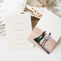 Modern Minimalist Romantic Script Photo Wedding Invitation
