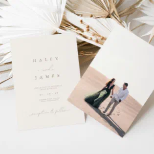 Modern Minimalist Romantic Script Photo Wedding Invitation Modern Minimalist Romantic Script Photo Wedding Invitation