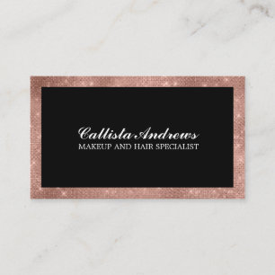 Modern Minimalist Rose Gold Glitter Simple Makeup Business Card