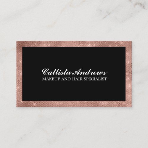 Modern Minimalist Rose Gold Glitter Simple Makeup Business Card