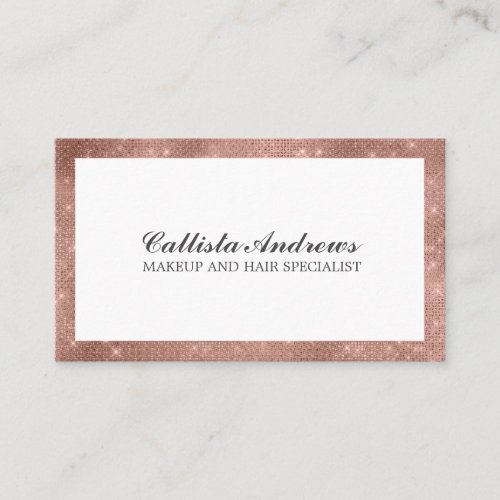 Modern Minimalist Rose Gold Glitter Simple Makeup Business Card