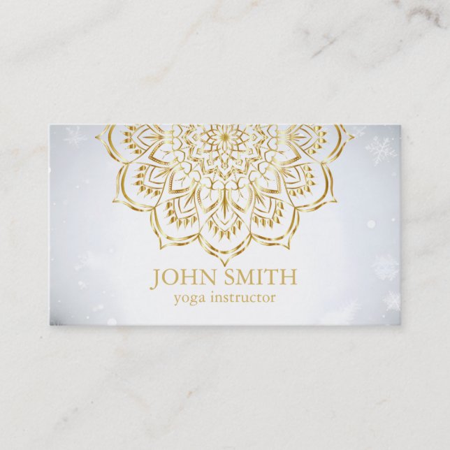 Modern Minimalist Rose Gold Lotus Yoga Instructor  Business Card (Front)