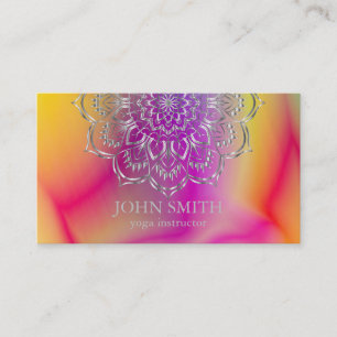 Modern Minimalist Rose Gold Lotus Yoga Instructor Business Card