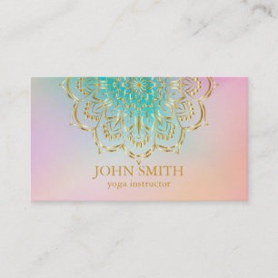 Modern Minimalist Rose Gold Lotus Yoga Instructor Business Card