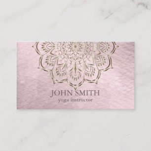 Modern Minimalist Rose Gold Lotus Yoga Instructor Business Card